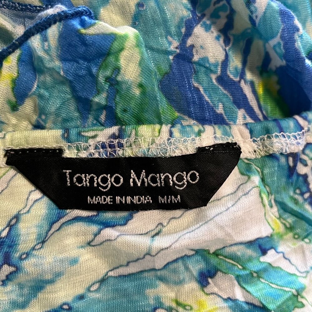 Tango Mango Tropical Palm Leaf Coasta Jungle Blue and Green Sundress Size Medium - Picture 10 of 12